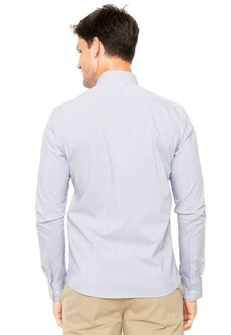 Camisa Calvin Klein Listrada Branca/Azul