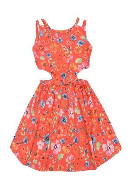 Vestido Fakini Menina Floral Vermelho - Marca Fakini