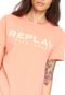 Camiseta Replay Blue Issue Coral - Marca Replay