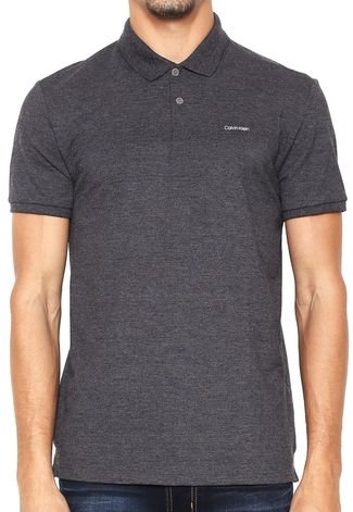 Camisa Polo Calvin Klein Bordado Cinza 