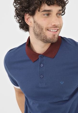 Camisa Polo Colombo Reta Logo Azul