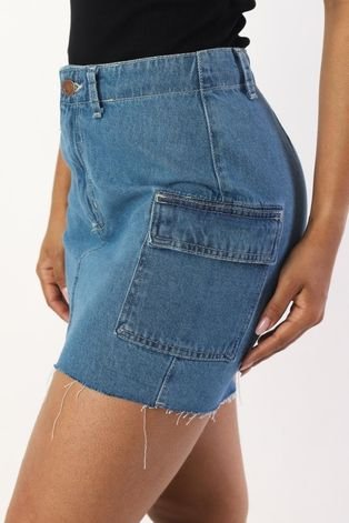 Mini Saia Jeans com Bolso Cargo 44 Gazzy