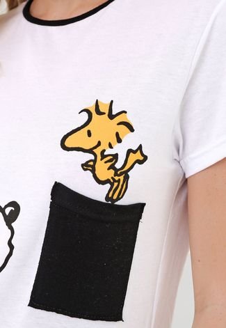 Blusa Snoopy by FiveBlu Woodstock Bolso Branco