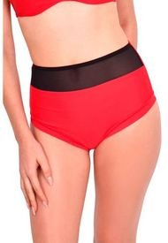 Bikini Calzón Pin Up Con Transparencia Rojo Samia