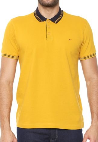 Camisa Polo Aramis Manga Curta Logo Amarela