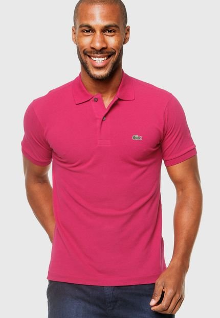 Camisa Polo Manga Curta Lacoste Logo Rosa - Marca Lacoste