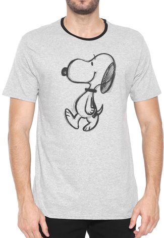 Camiseta Snoopy Manga Curta Sketch 01 Cinza