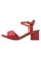 Sandália Salto Grosso Rosa Chic Calçados Salto Alto 7 cm Bloco Quadrado Vermelho - Marca Rosa Chic Calçados
