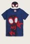 Camiseta Infantil Brandili Homem Aranha Com Máscara Azul - Marca Brandili