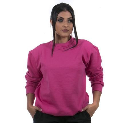 Blusa Lisa de Moletom Gola Careca Feminina cor Pink - Marca Ipê Mulato