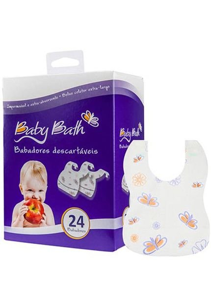 Babadores Descartáveis Com 24 Baby Bath Brasbaby Branco - Marca Baby Bath