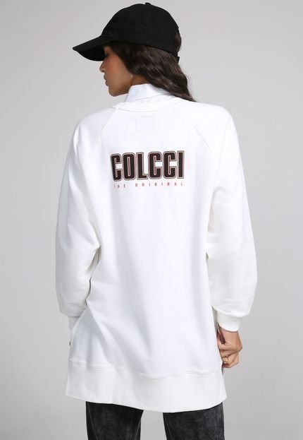 Blusa de Moletom Fechada Colcci Alongada Off-White - Marca Colcci