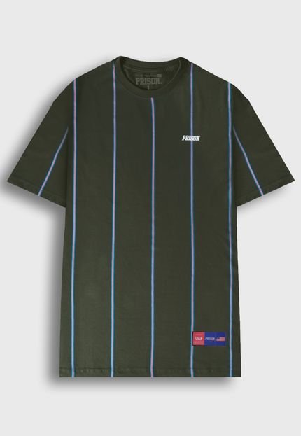 Camiseta Streetwear Prison Green Duo Collor Lines - Marca Prison