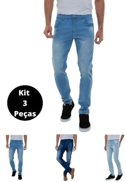 Kit 3 Calças Masculina Jeans Claro Premium Versatti San Diego Azul - Marca Versatti