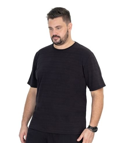 Camiseta Plus Size Meia Malha Maquinetada Diametro Preto - Marca Diametro basicos