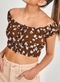 Cropped Ombro A Ombro Floral Marrom - Marca Youcom
