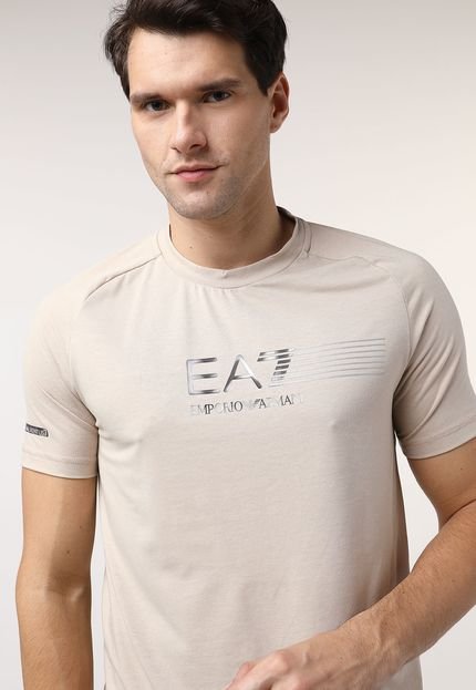Camiseta EA7 Raglan Logo Bege - Marca EA7