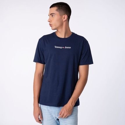 Camiseta Tommy Jeans Logo Linear - Marinho - Marca Tommy Hilfiger