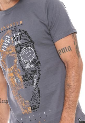 Camiseta Gangster Lettering Cinza