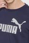 Moletom Flanelado Fechado Puma Logo Crew Azul-marinho - Marca Puma