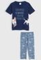 Pijama Abrange Curto Infantil Cachorrinho Azul-Marinho/Azul - Marca Abrange