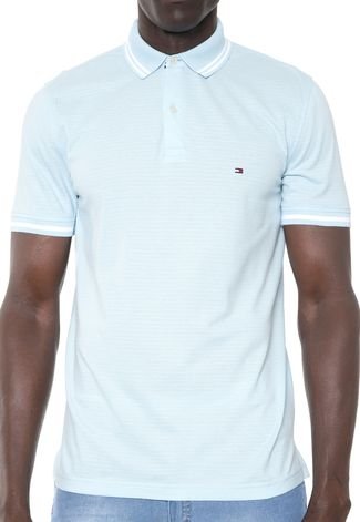 Camisa Polo Tommy Hilfiger Reta Lisa Azul - Compre Agora