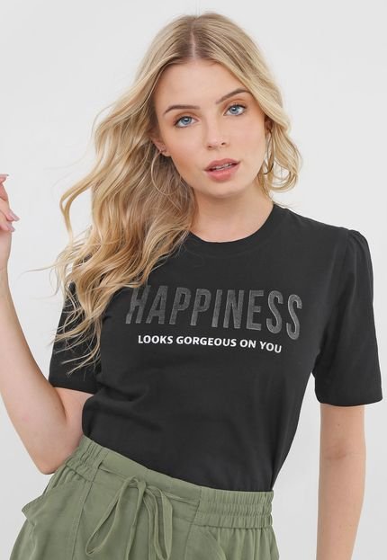 Camiseta Morena Rosa Happiness Preta - Marca Morena Rosa