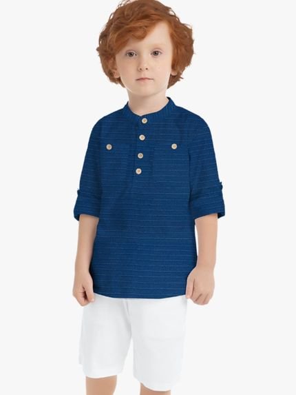 Conjunto Infantil Menino Camisa   Bermuda Milon Azul - Marca Milon