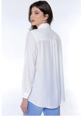 Camisa Branca Feminina Manga Longa Viscose Sob