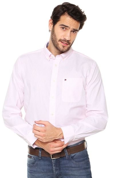 Camisa Tommy Hilfiger Listrada Rosa - Marca Tommy Hilfiger