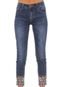 Calça Jeans Desigual Skinny Cropped Bordada Azul - Marca Desigual