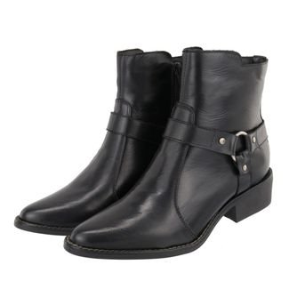 Bota em Couro Feminina Cano Baixo Bico Fino Preto Tellini Store