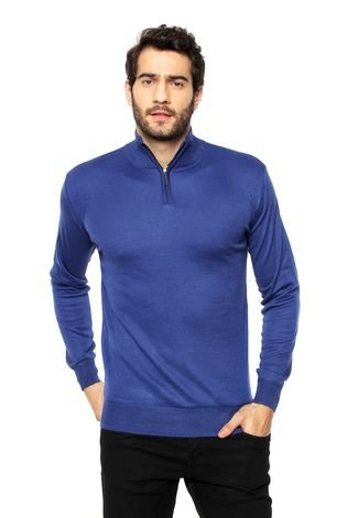 Suéter Balboa Tricot Liso Azul