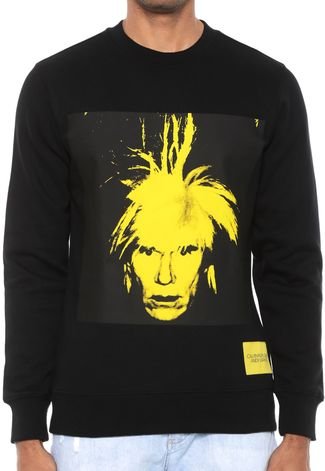 Moletom Flanelado Fechado Calvin Klein Jeans Andy Warhol Preto