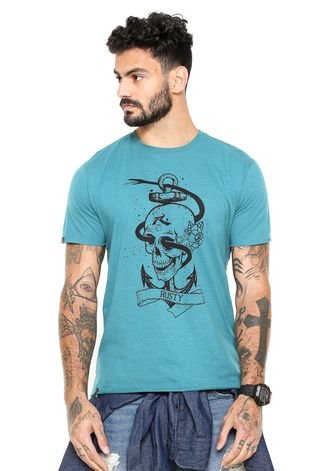 Camiseta Rusty Skull Anchor Azul