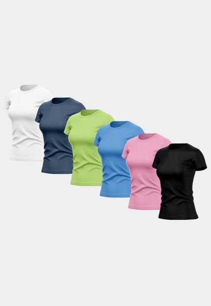 Kit 6 Camisetas Manga Curta Feminina Dry Básica Lisa Proteção Solar UV Térmica Blusa Academia Esporte Camisa Colorido - Marca ADRIBEN