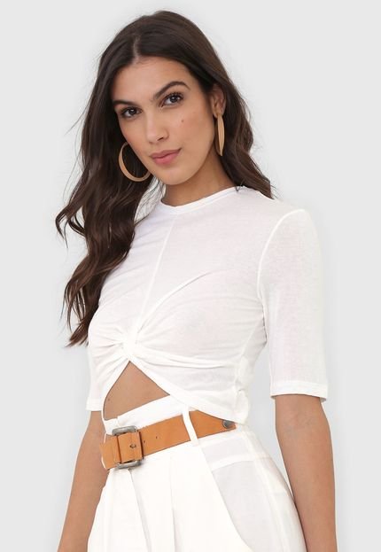 Blusa Cropped Open Style Torção Off-White - Marca Open Style