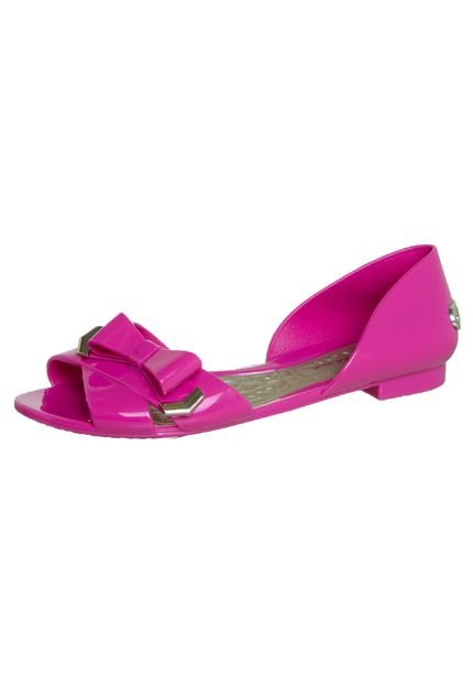 Sapatilha Petit Jolie Flat Semi Aberta Lacinho Rosa - Marca Petite Jolie