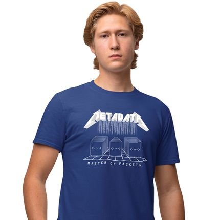 Camisa Camiseta Genuine Grit Masculina Estampada Algodão 30.1 Metadata Master Of Packets - Azul Marinho - Marca Genuine