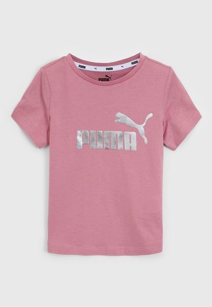Camiseta Puma Infantil Logo Metalizado Rosa - Marca Puma