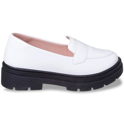 Mocassim Infantil Feminino Branco Sapato Social Tratorado Boneca - Marca Pepite Moda Infantil