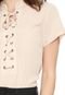 Blusa Facinelli by MOONCITY Lace Up Bege - Marca Facinelli