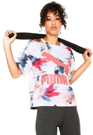 Camiseta Puma Classics Logo Tee AOP Branca