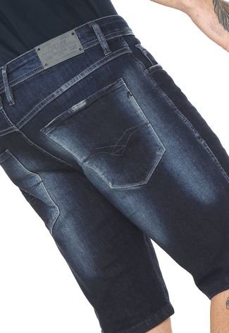 Bermuda Jeans Replay Reta Five Pocket Azul-marinho