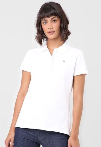 Camisa Polo Tommy Hilfiger Reta Lisa Branca - Compre Agora