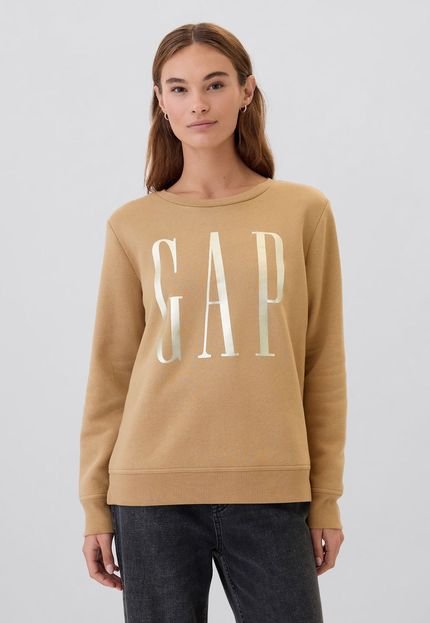 Blusa de Moletom Fechada GAP Logo Bege - Marca GAP