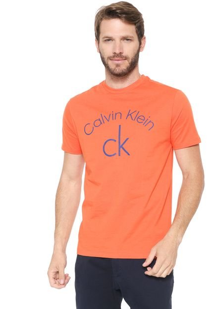 Camiseta Calvin Klein Slim Lettering Laranja - Marca Calvin Klein