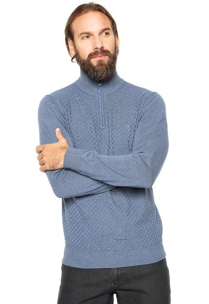 Suéter Aleatory Tricot Zíper Azul - Marca Aleatory