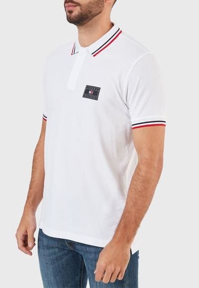 Polo blanco tommy hilfiger cheap