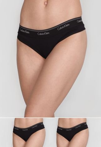Kit 2pçs Calcinha Calvin Klein Underwear Biquíni Logo Preta